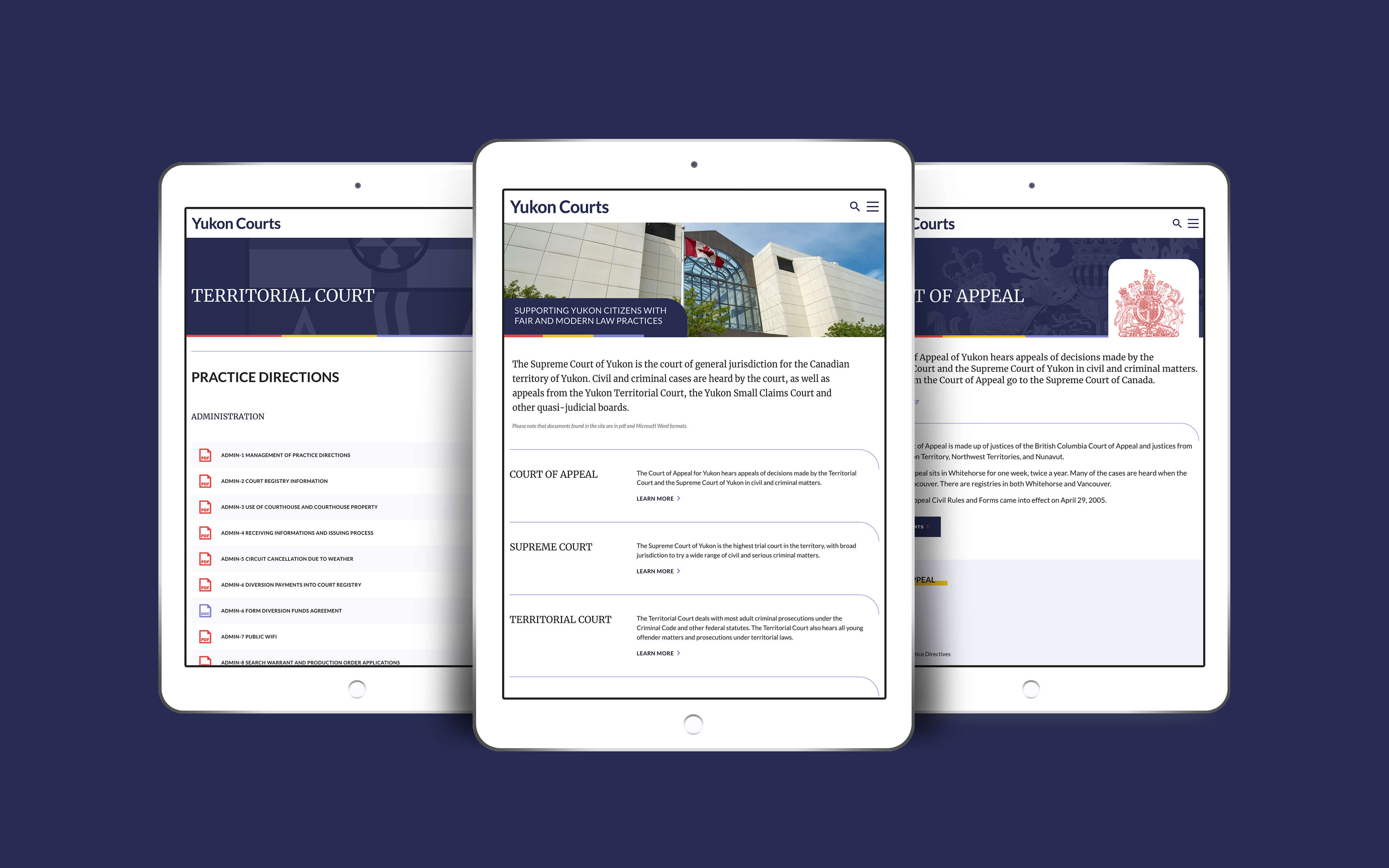 Yukon Courts tablet showcase