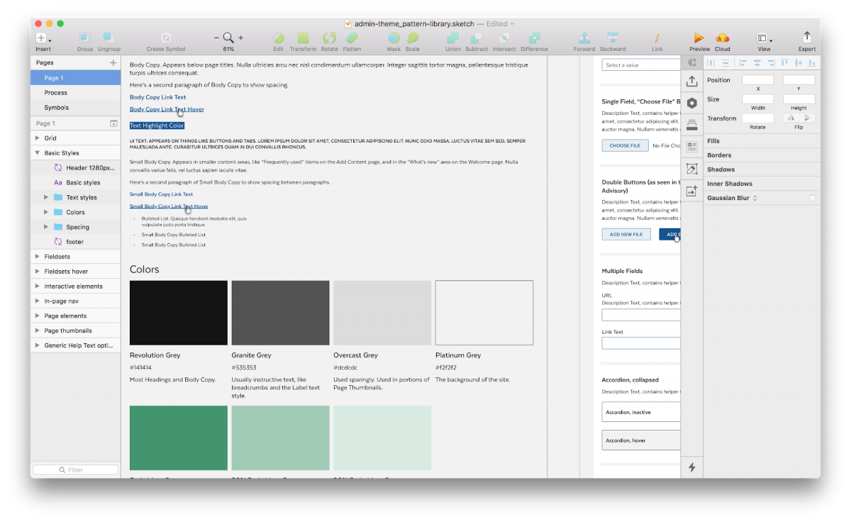 color palette for Mass.gov admin theme 