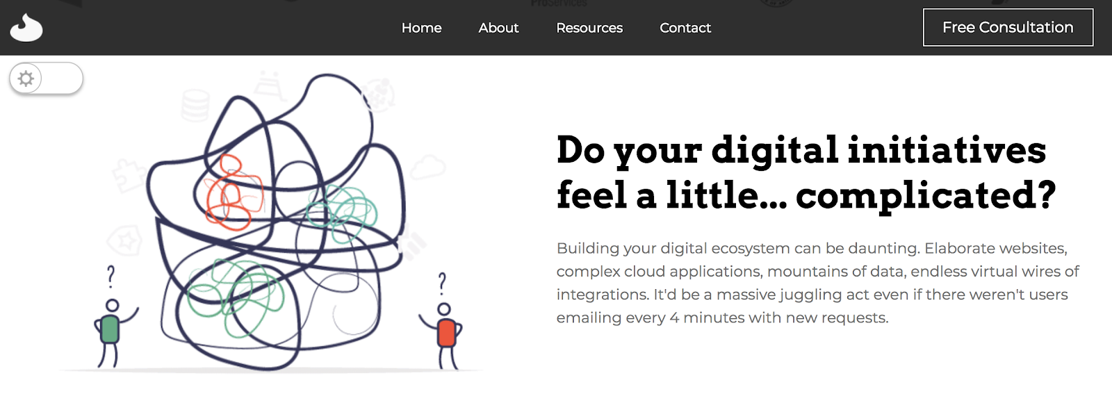 Admin toggle example in the top left of the ashday.com interface with toggle off