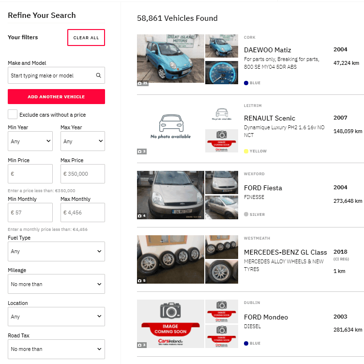 Cars Ireland Search
