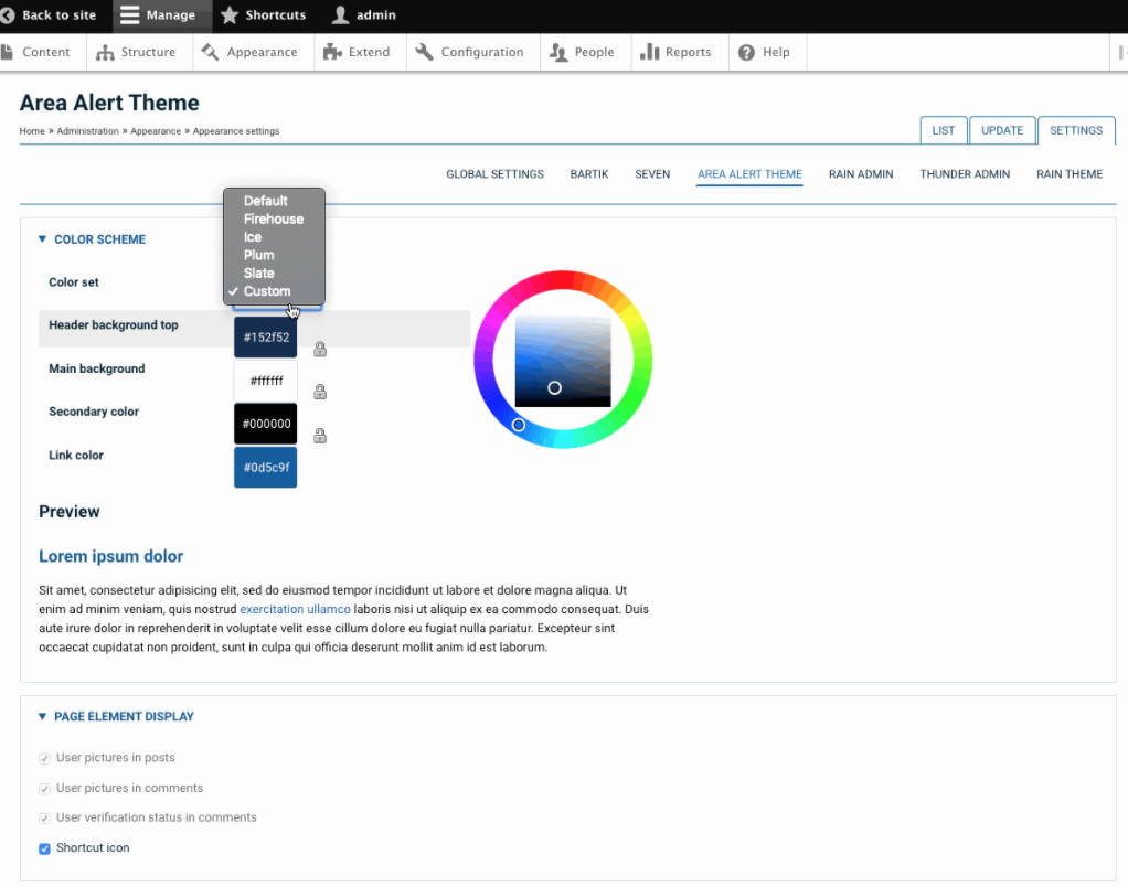 Area Alert Color Picker 