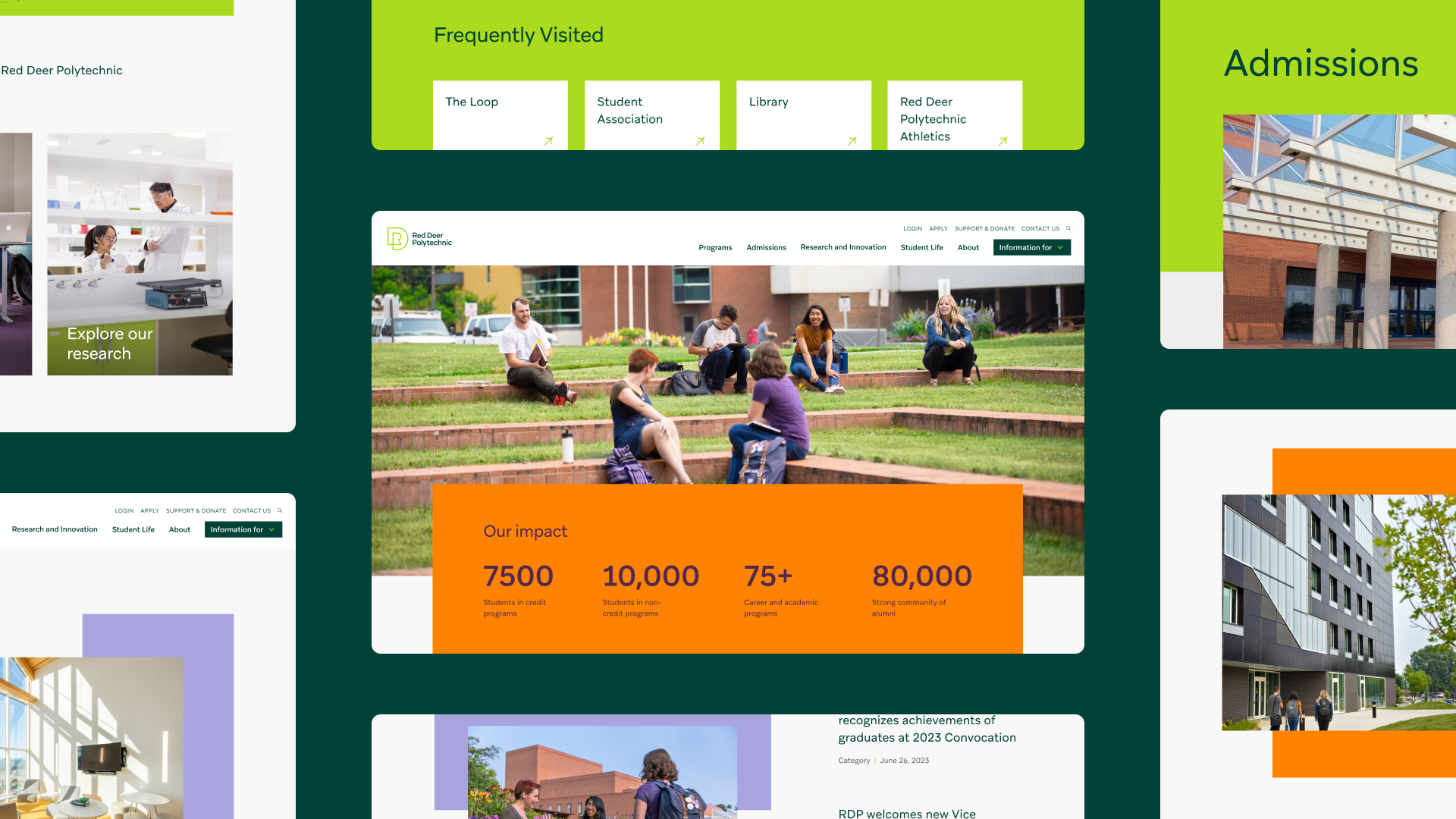 A collection of the Red Deer Polytechnic website screenshots