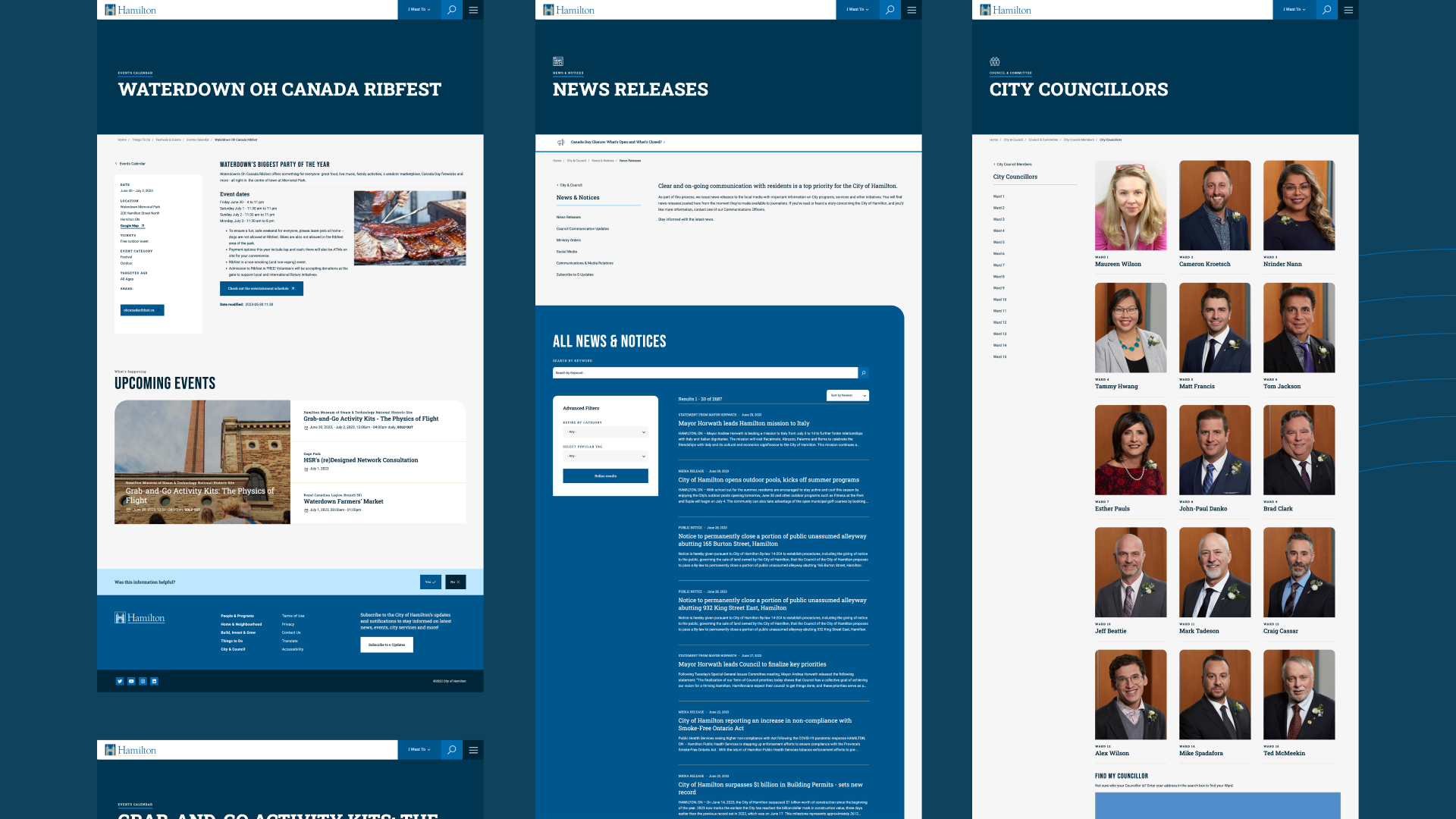 City of Hamilton page overview showcase