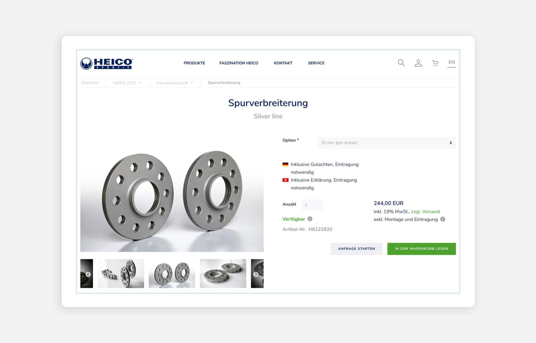 Screenshot from HEICO SPORTIV webshop