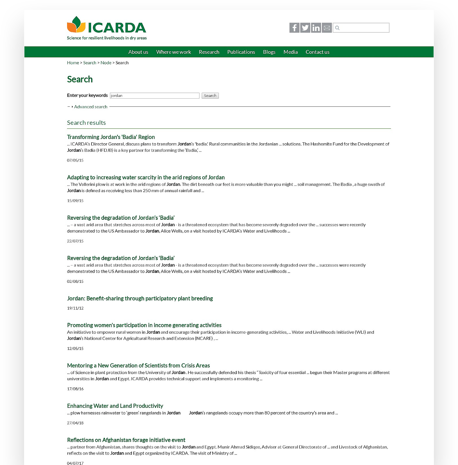 Old Search Results Page - ICARDA