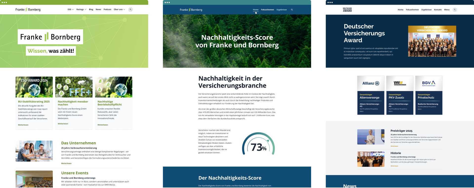 Webdesign of all Franke & Bornberg brands