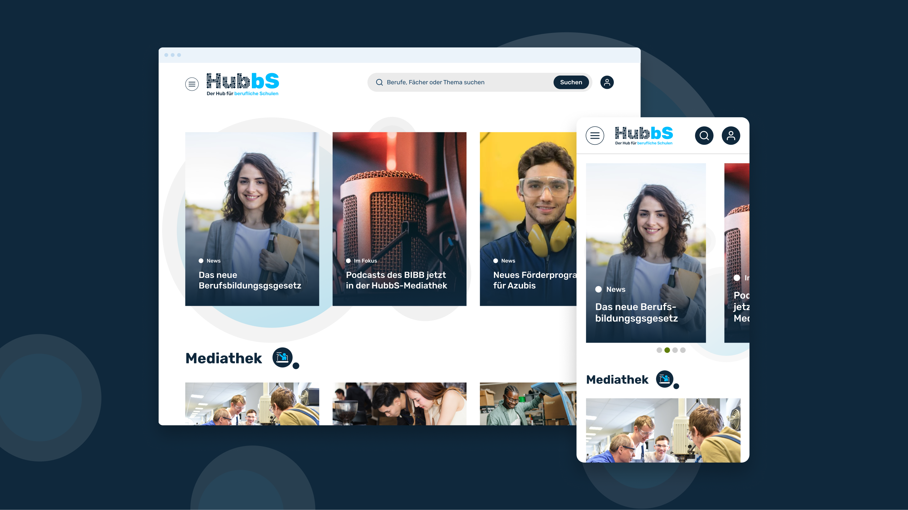 Mobile and Desktop view of the hubbS website