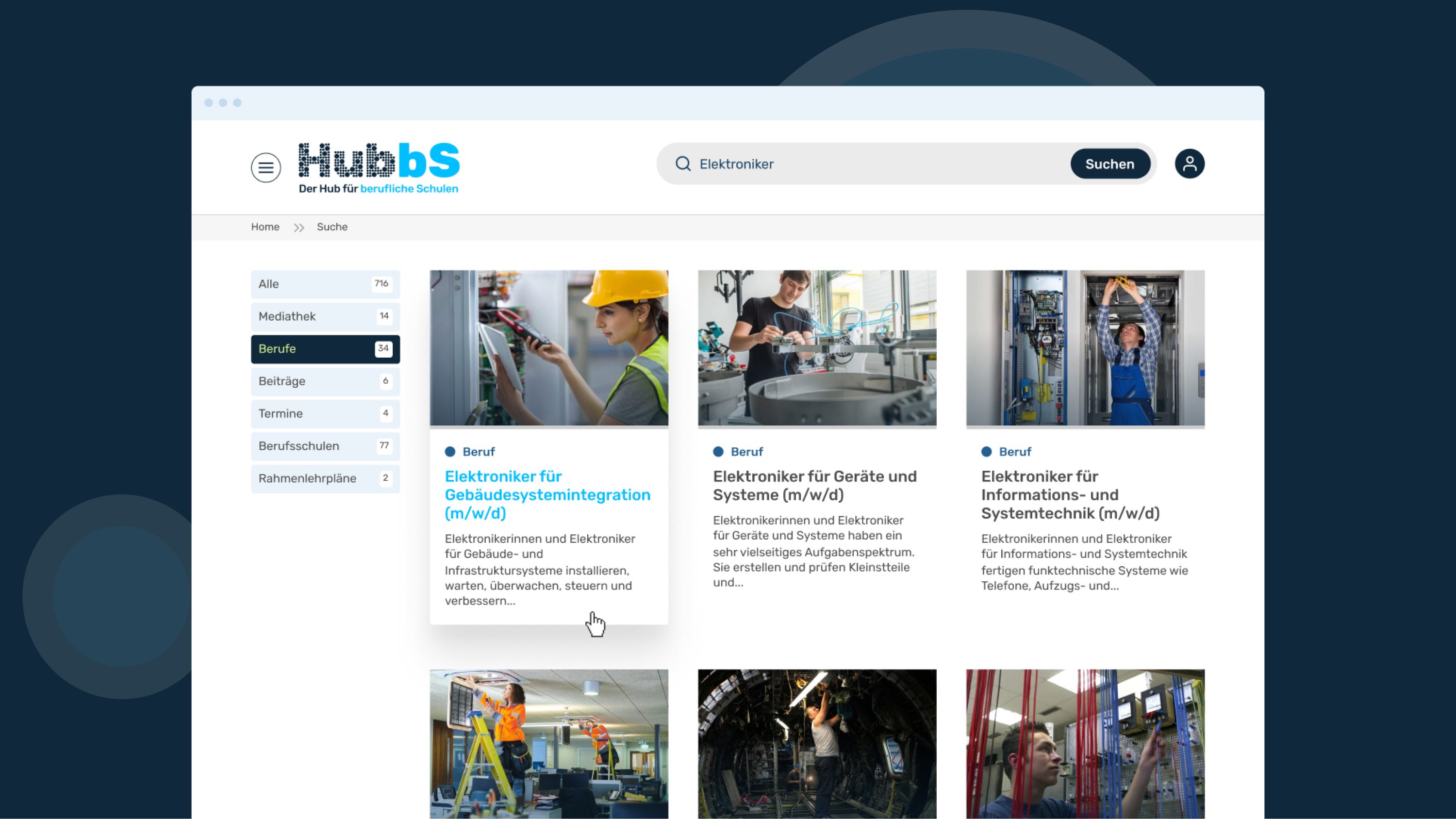 Screenshot of the search results page