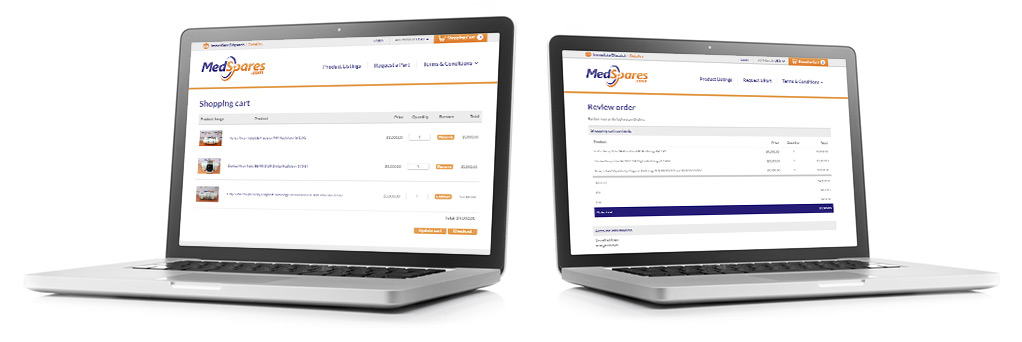 MedSpares eCommerce shopping cart and inventory