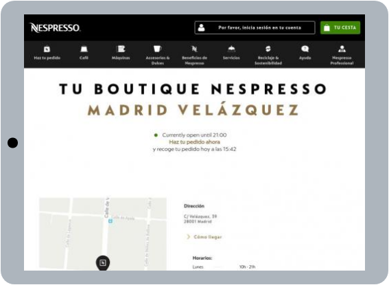 Nespresso storelocator web's screenshot.