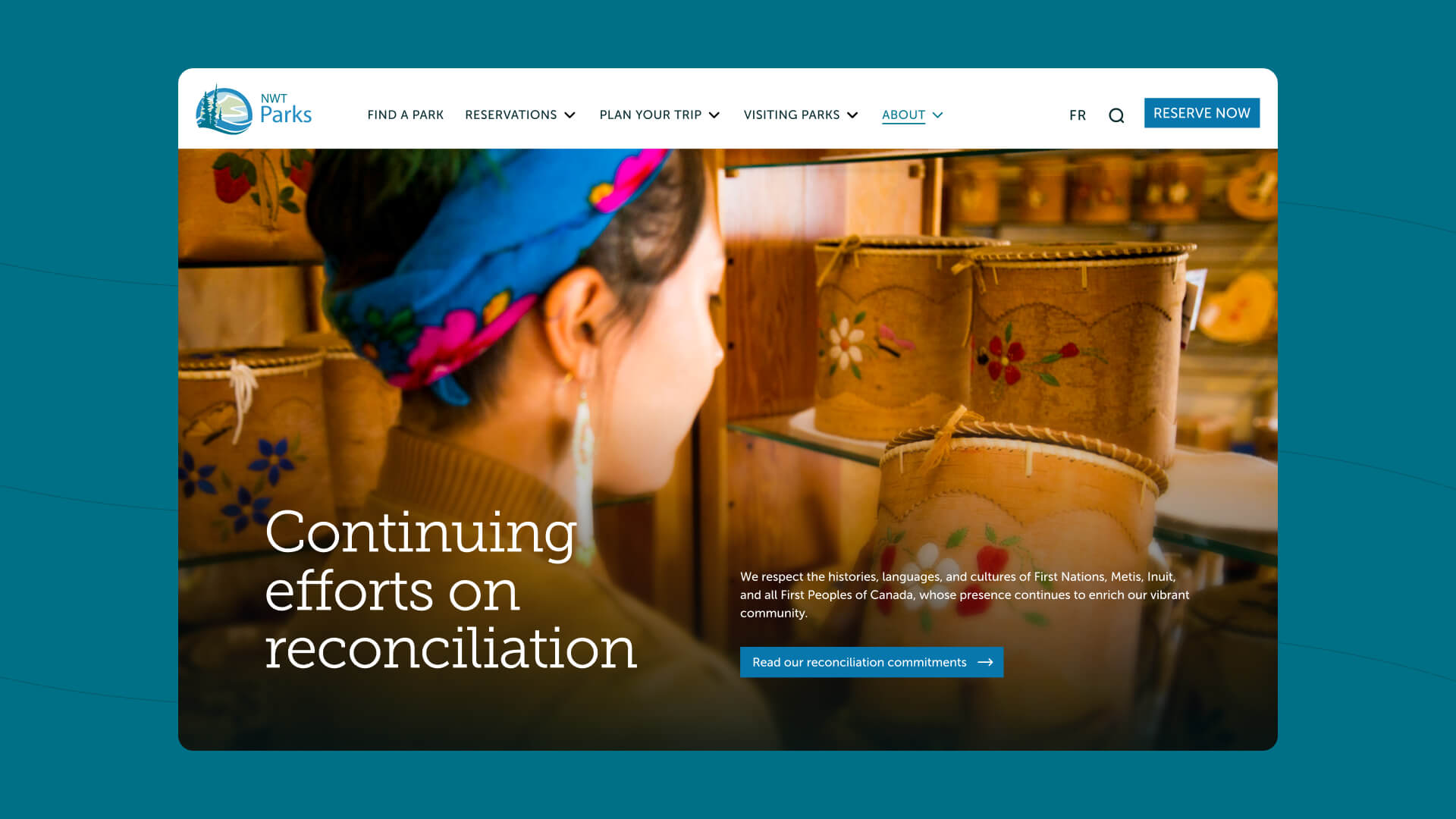 Showcase of the Northwest Territories Parks pages on Reconciliation