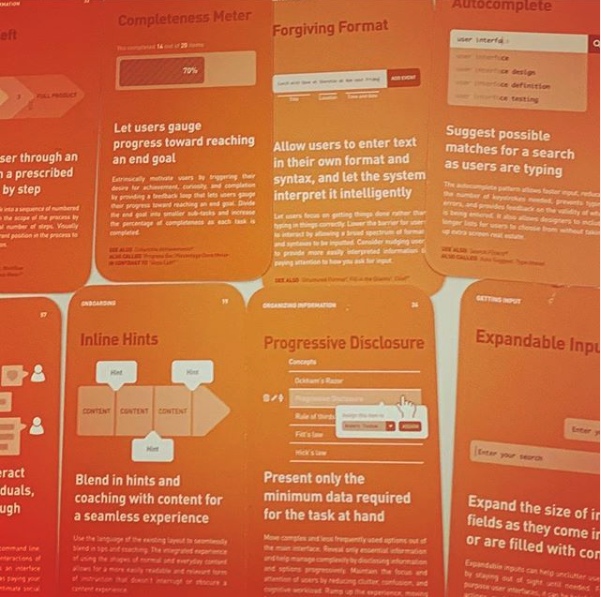 orange cards for pattern exercise