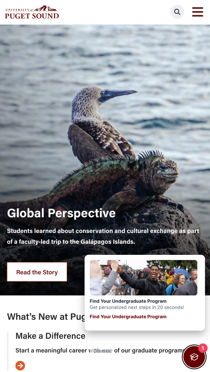 University of Puget Sound mobile homepage