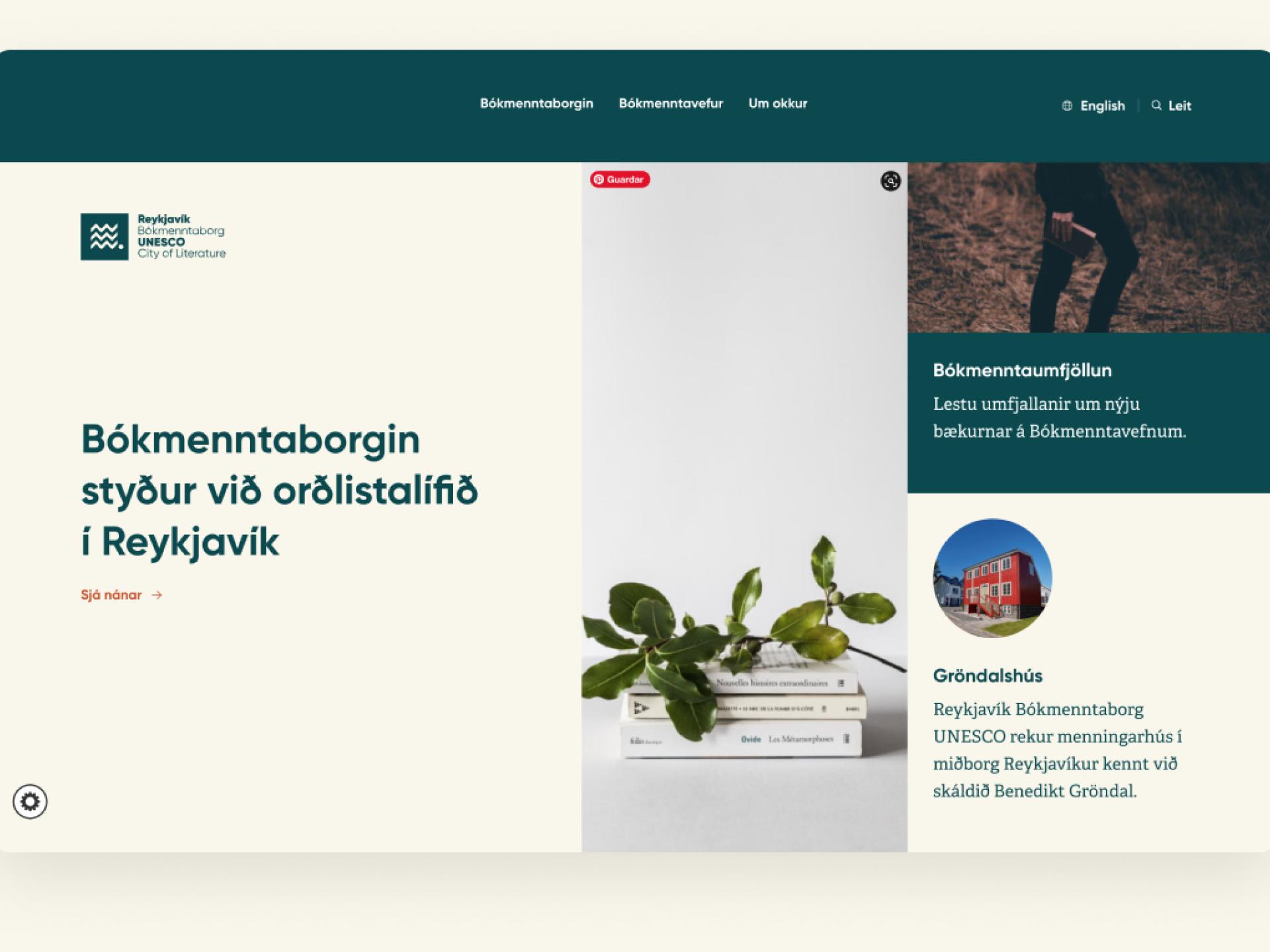 Screenshot showing the Bokmenntaborgin website 