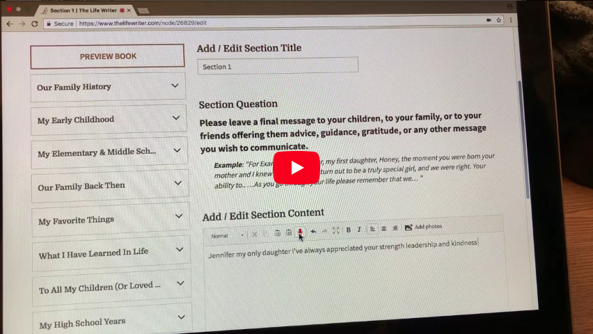 The Life Writer - Text-to-Speech Capability