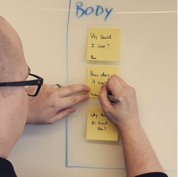user experience design exercise on a whiteboard